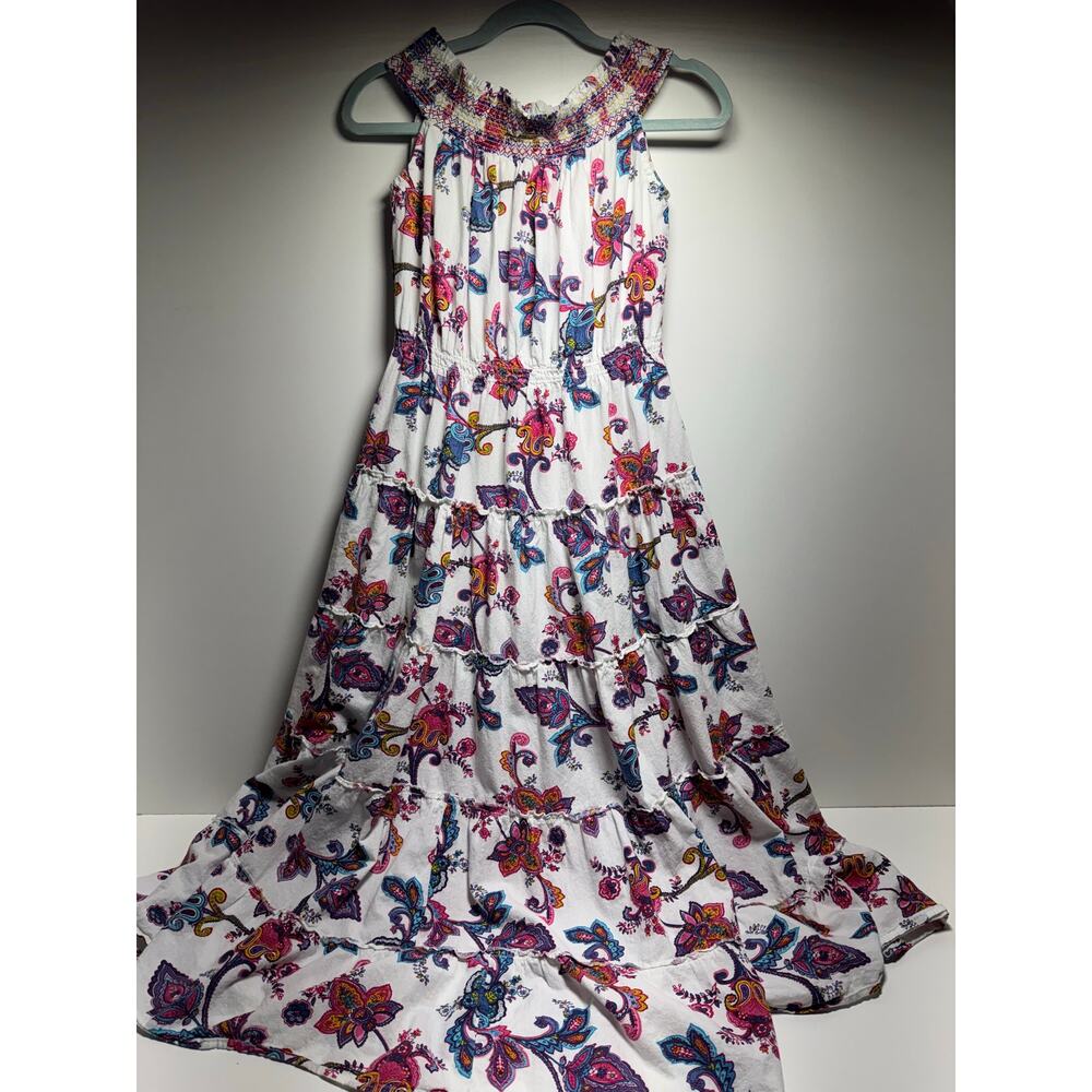 Charlie Paige Boho Sleeveless Smocked Neck Maxi Dress Multi Color Floral Cotton - Picture 5 of 10